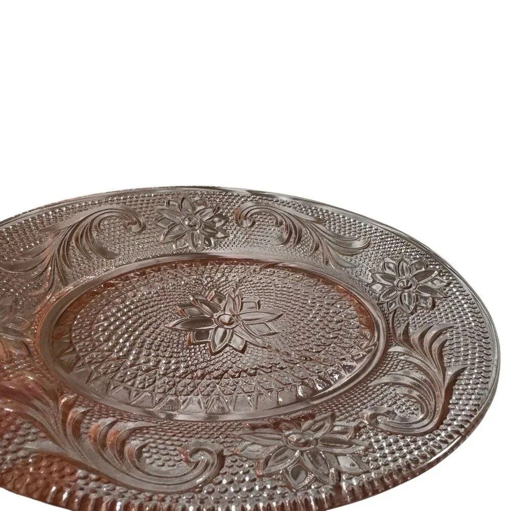 Indiana Tiara‎ Pink Sandwich Glass Oval Snack Plates - Set Of 4